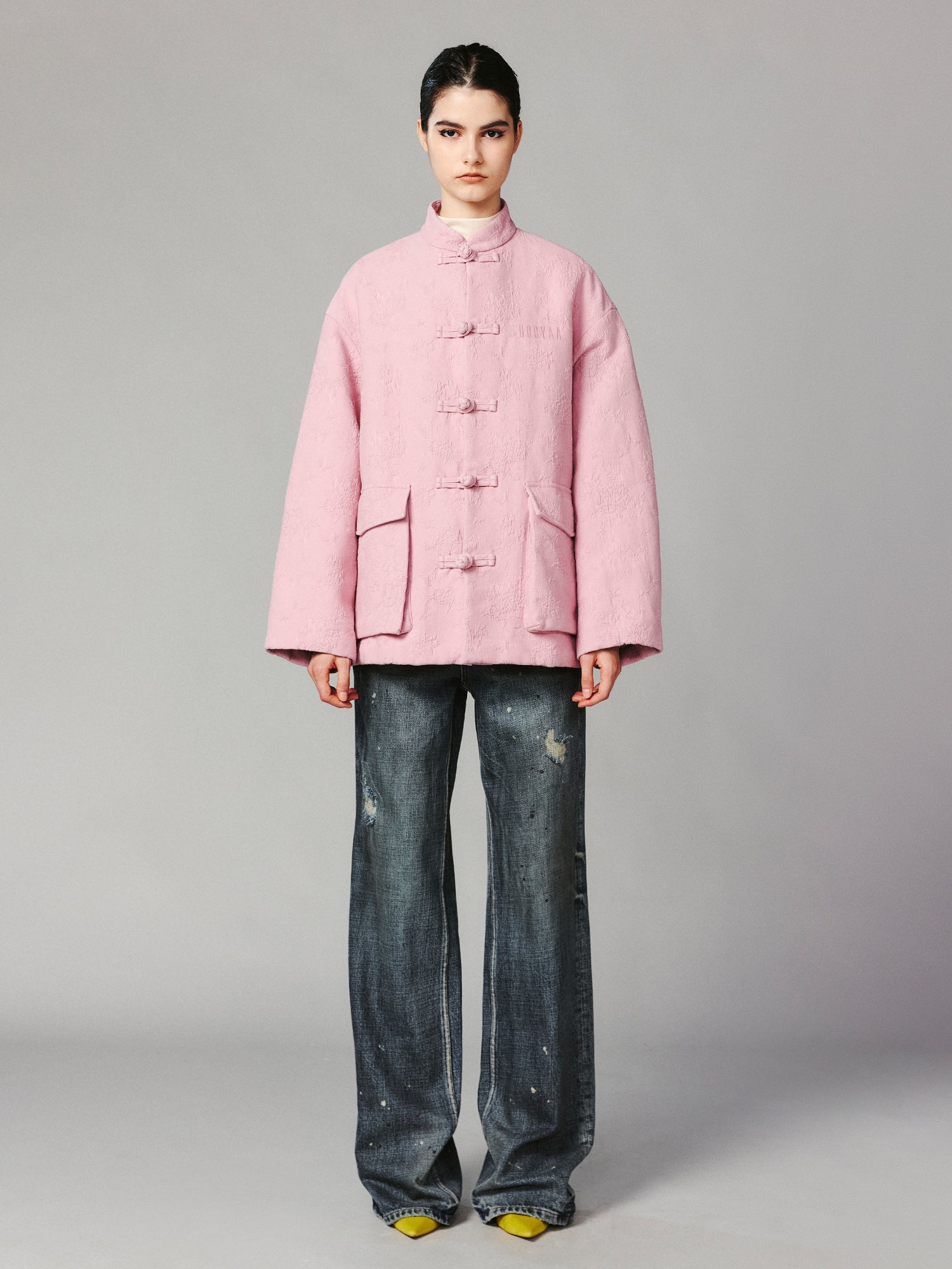 50s cotton jacket PINK 襤褸 Cotton jacquard jacket – UOOYAA