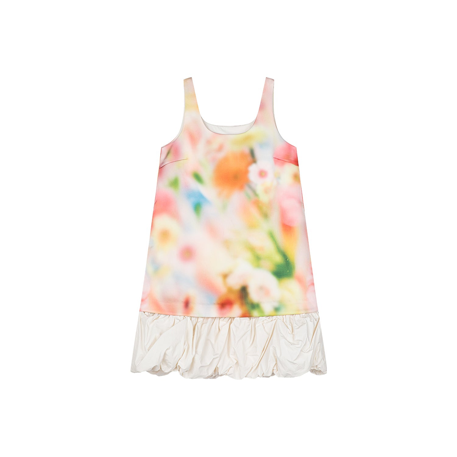 Blurred pastel pattern white bubble edge dress