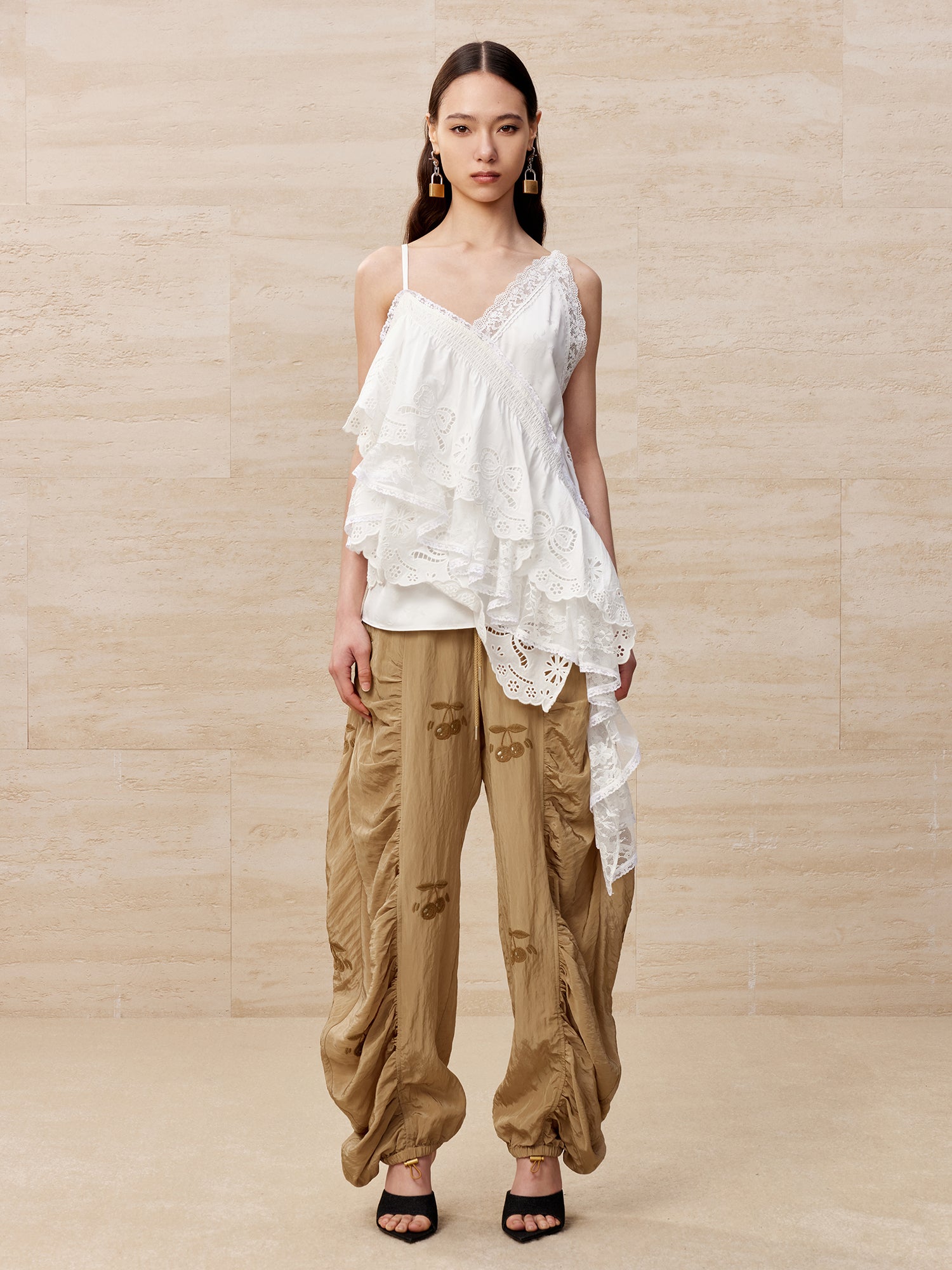 Deconstructed lace camisole