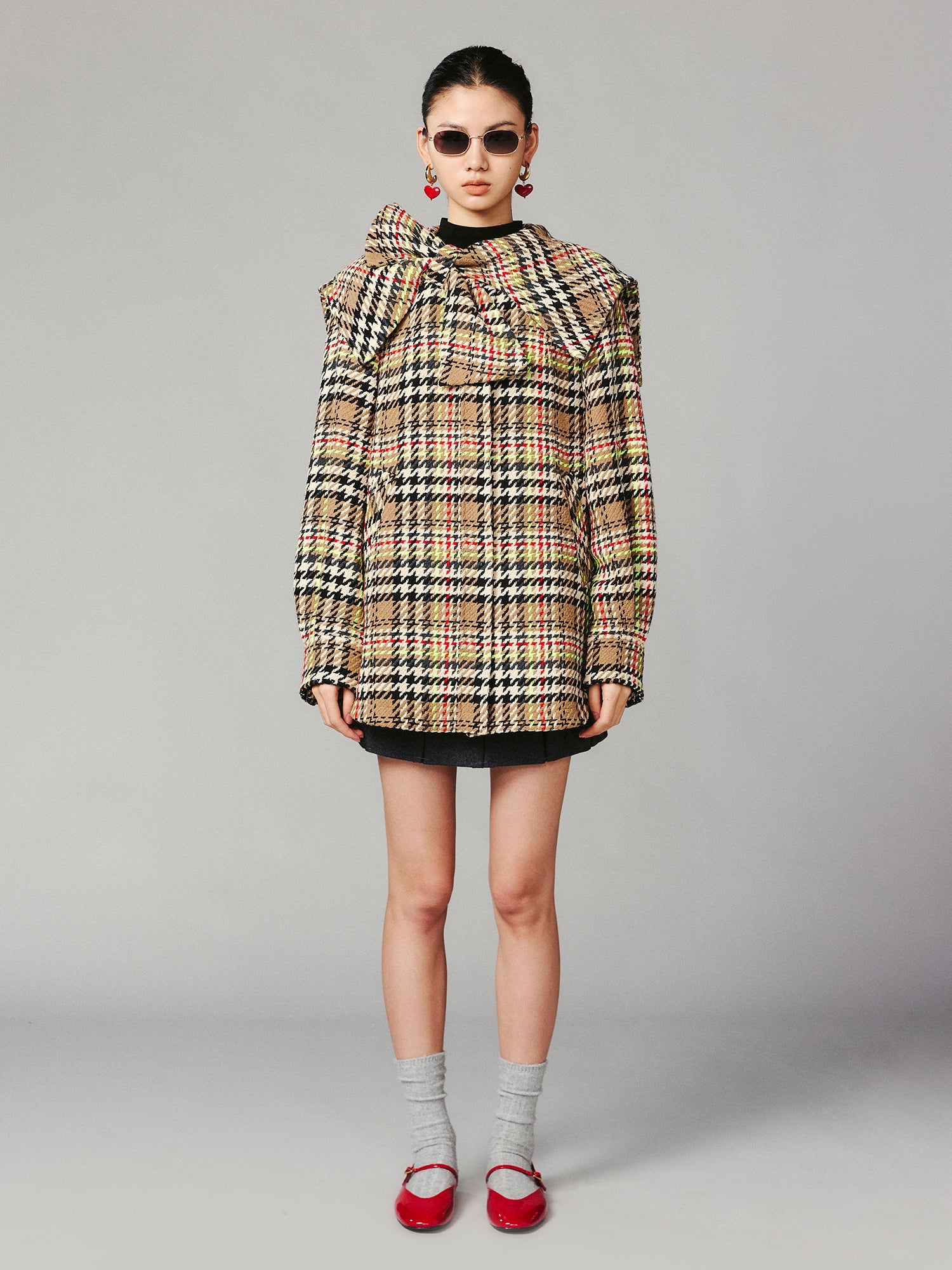 Check sailor collar jacket