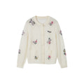 Diamond-pattern floral knit cardigan