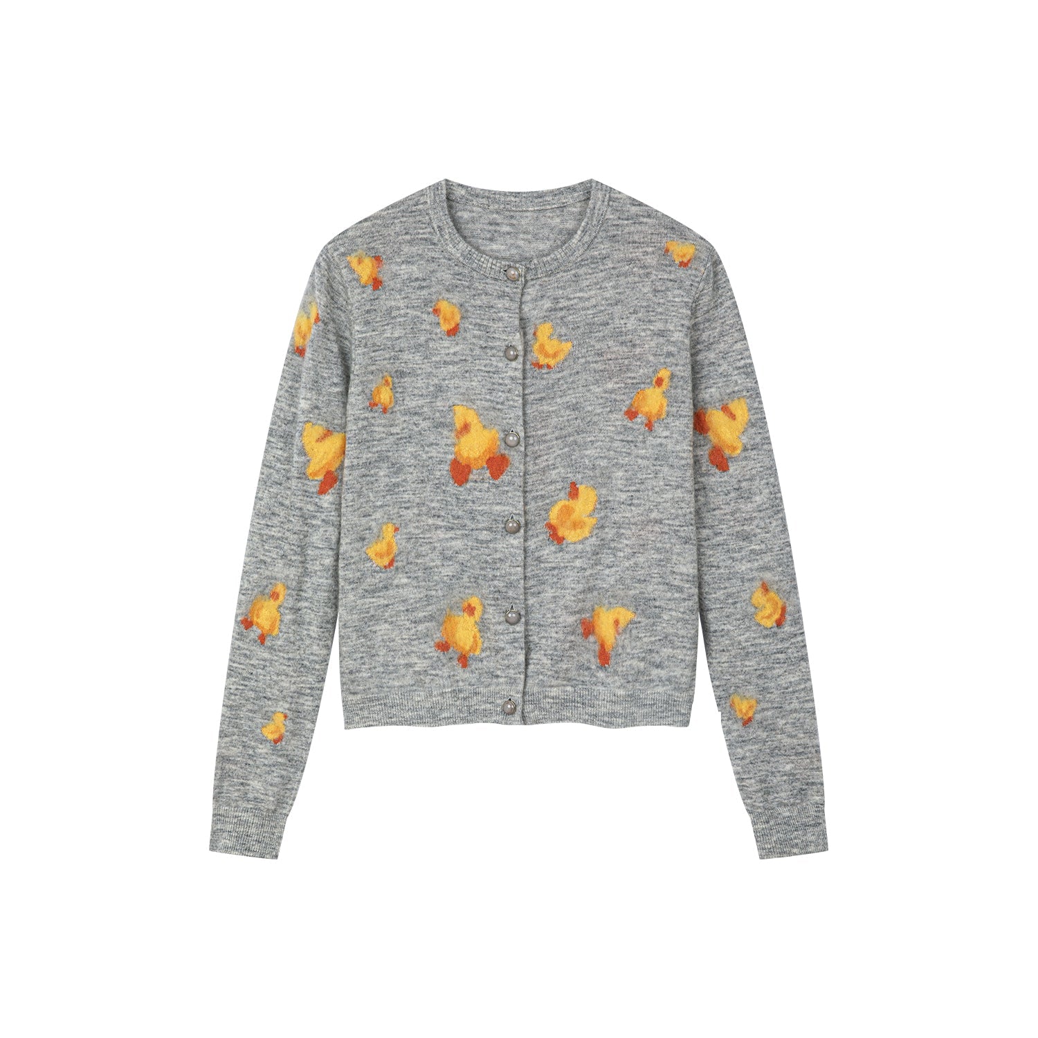 "I" duck round neck cardigan