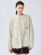 Elegant and lively pearl chain Michigan jacket