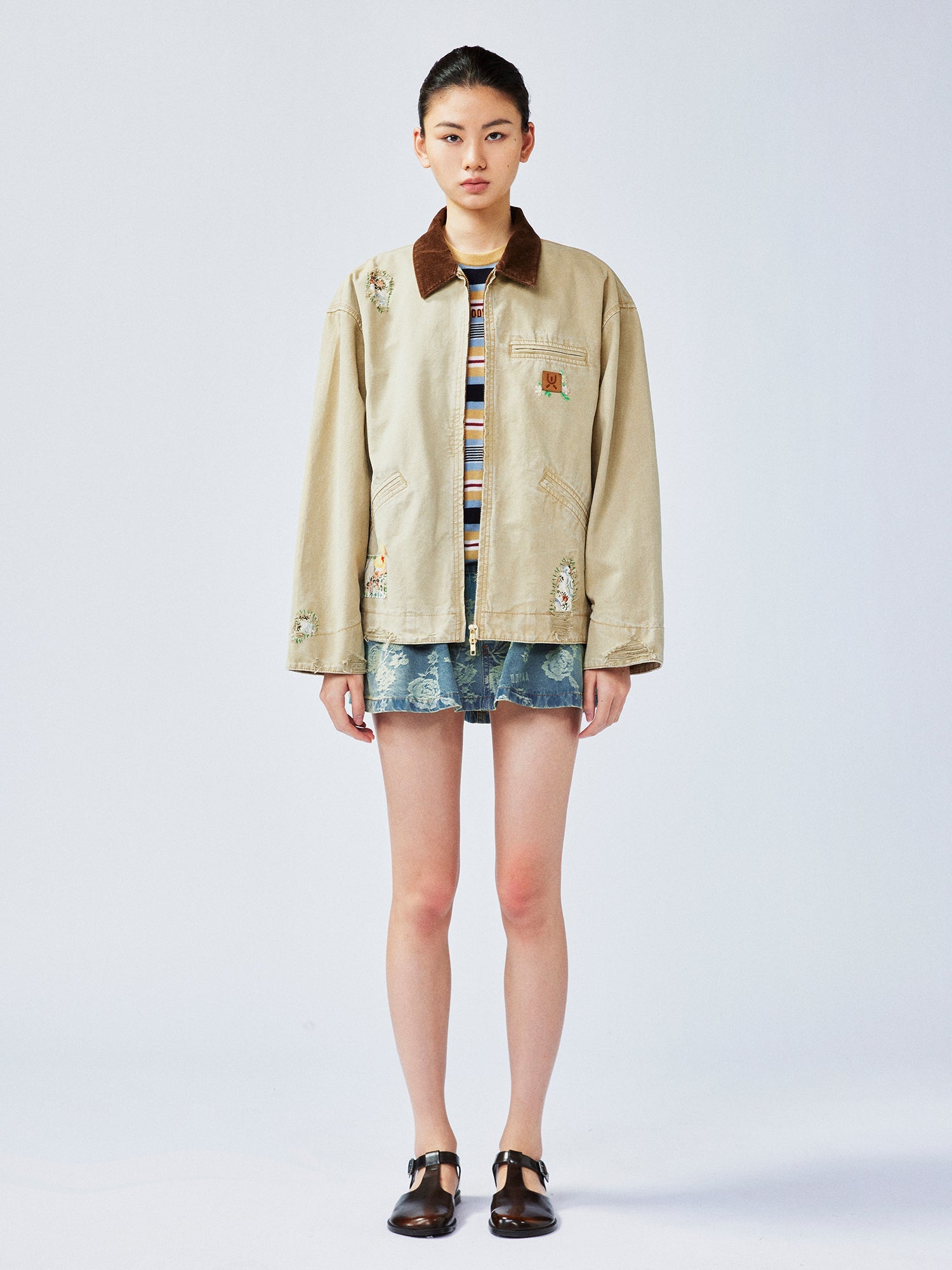 Nostalgic Detroit jacket with playful patchwork