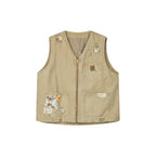 Nostalgic workwear vest with playful patchwork