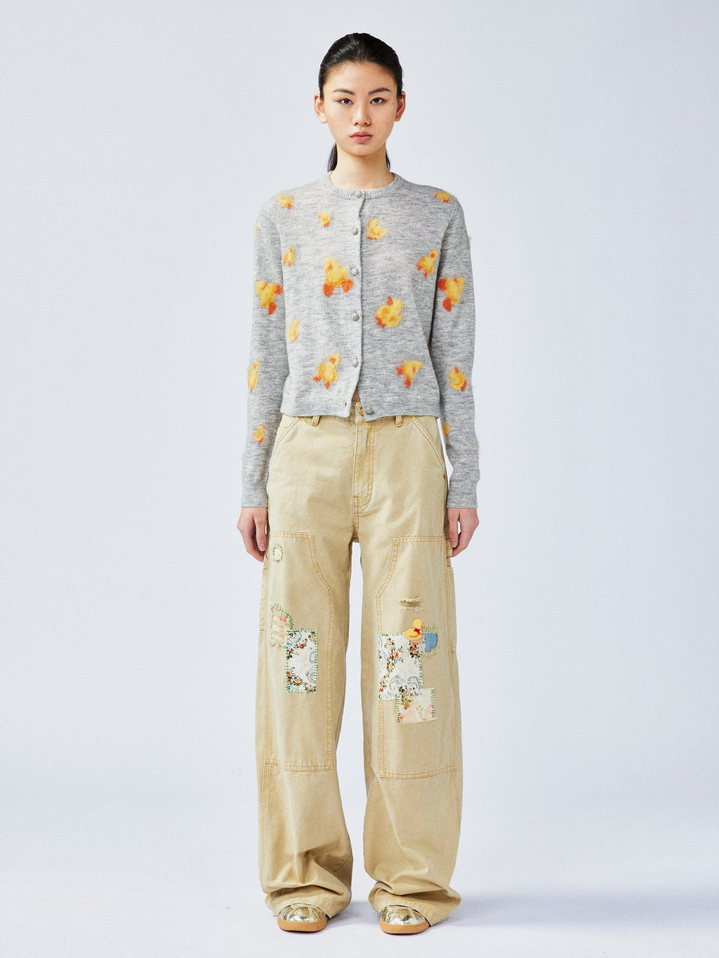 Nostalgic workwear pants with playful patchwork