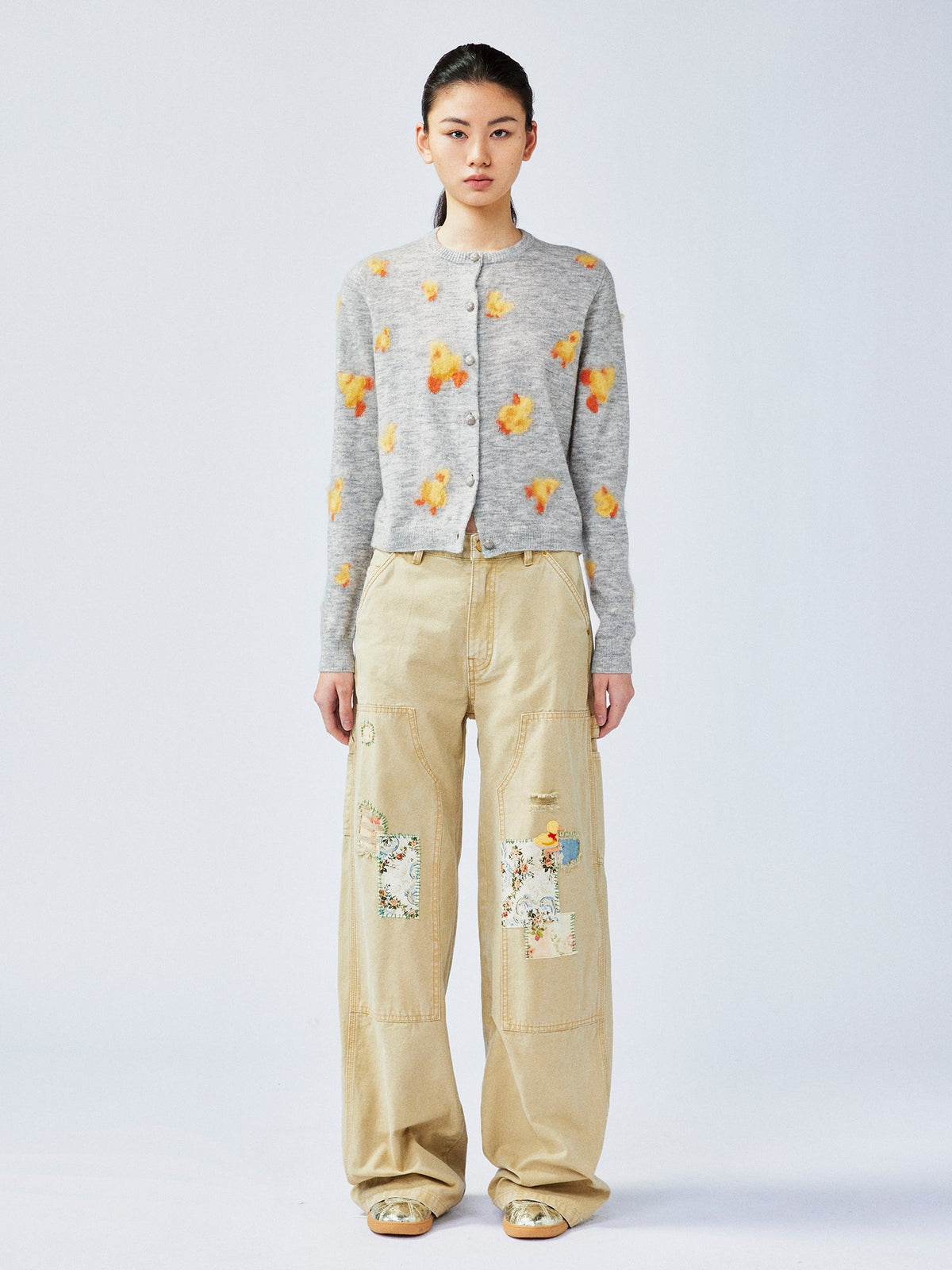 Nostalgic workwear pants with playful patchwork
