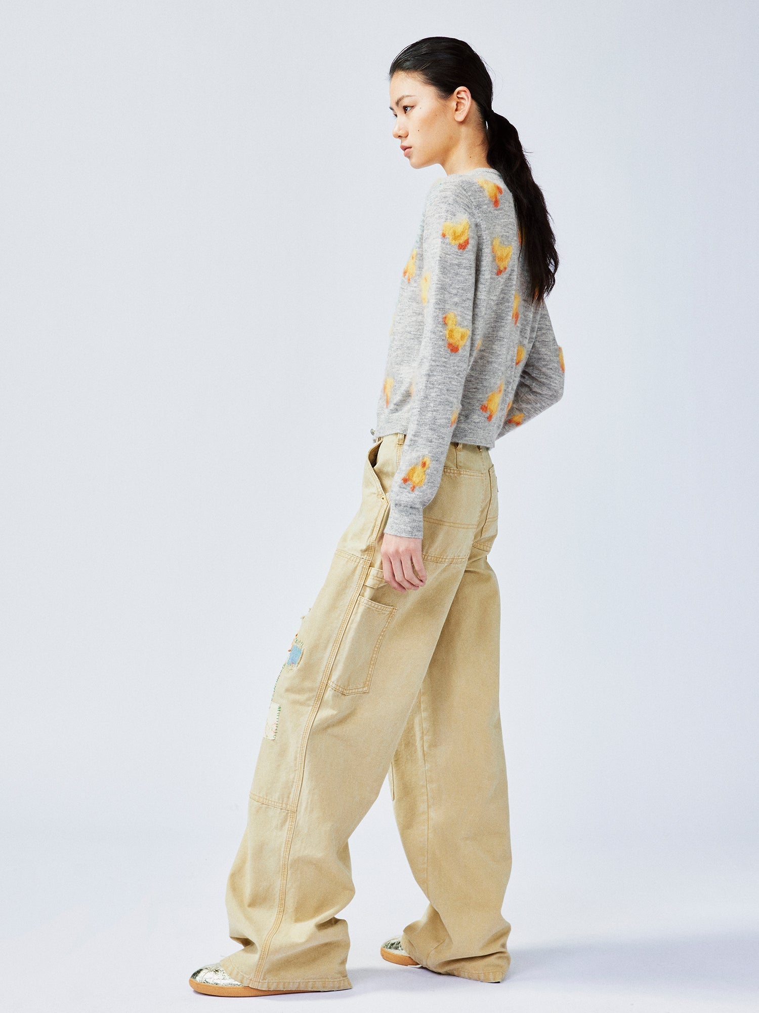 Nostalgic workwear pants with playful patchwork