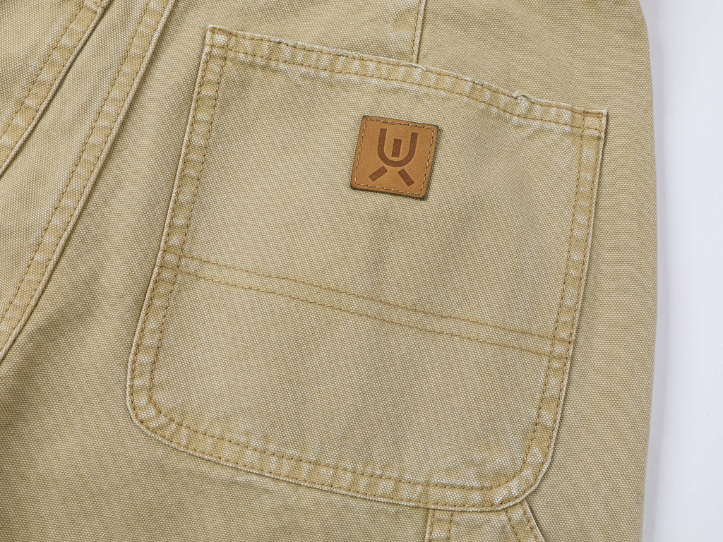Nostalgic workwear pants with playful patchwork