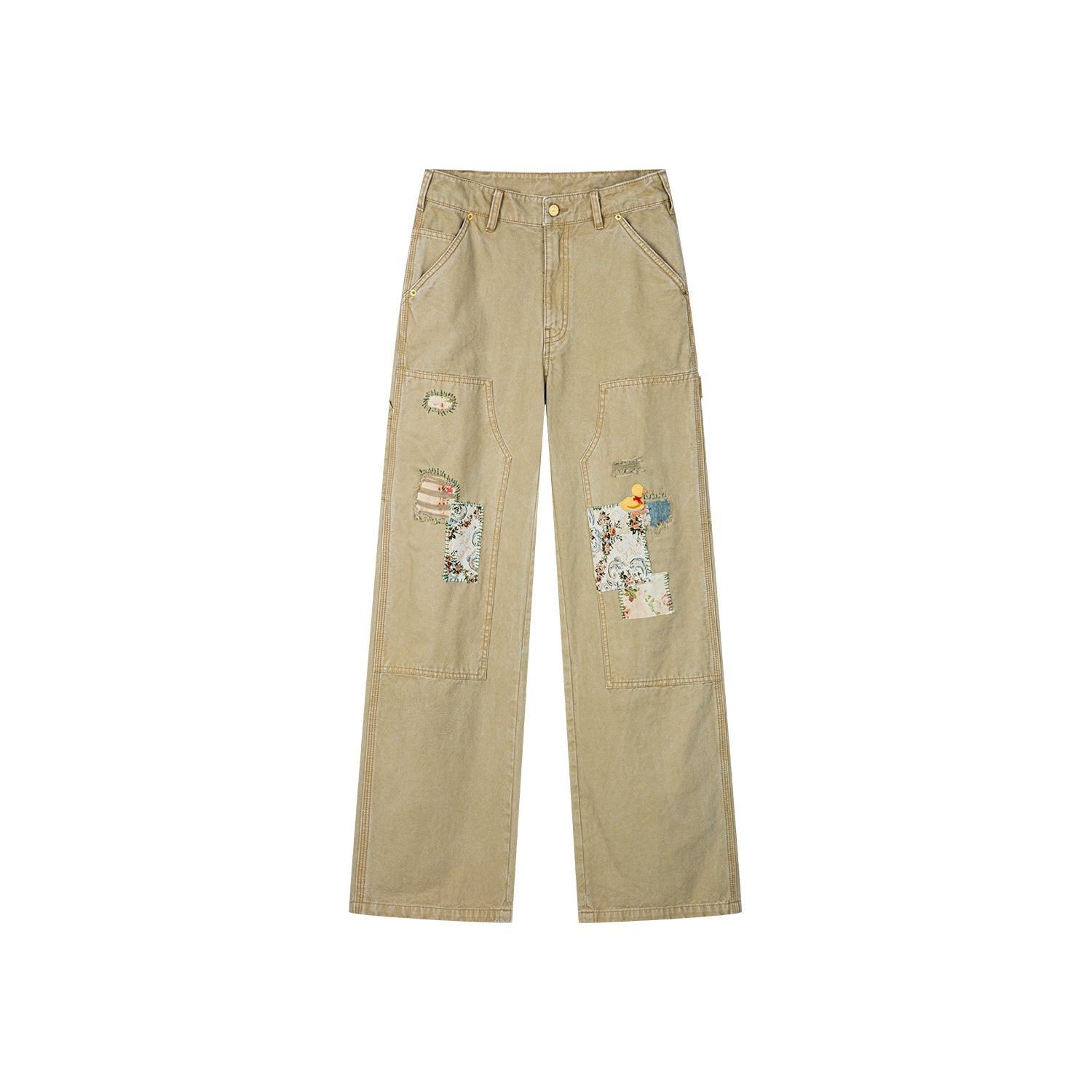 Nostalgic workwear pants with playful patchwork