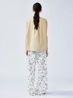 Romantic wallpaper floral parachute pants