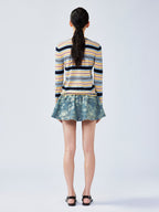 Romantic floral jacquard denim mini skirt