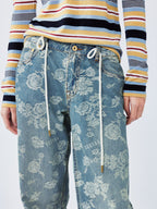 Romantic floral jacquard jeans