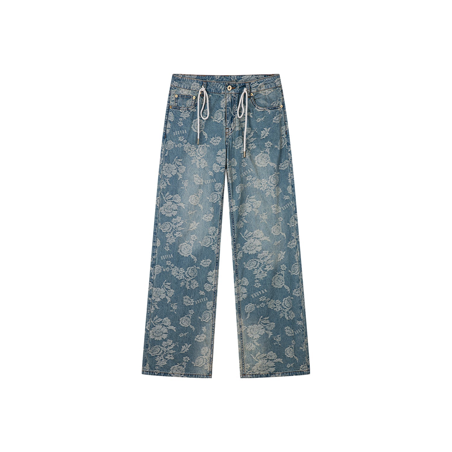 Romantic floral jacquard jeans