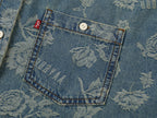 Romantic floral jacquard denim shirt