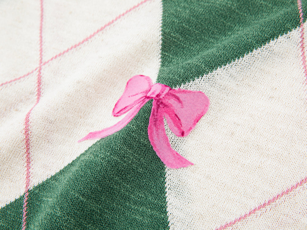 Classic bow argyle polo sweater