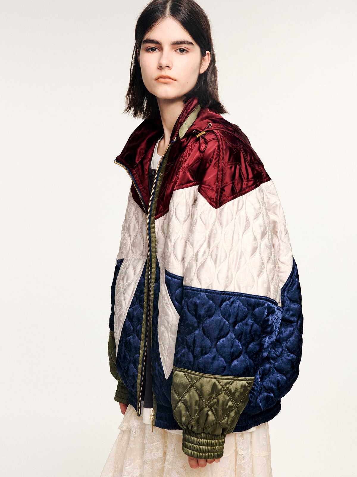 Classic bow jacquard cotton jacket