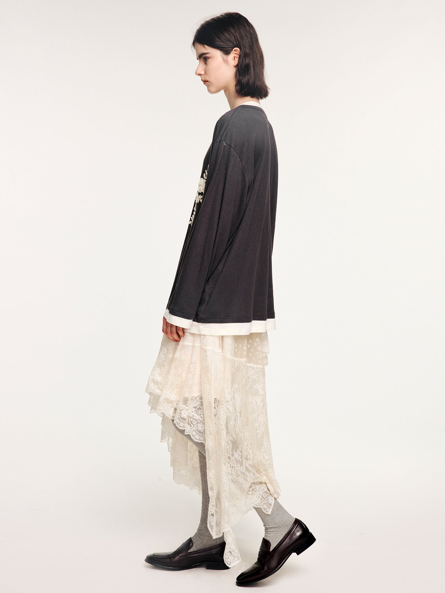 Magical garden beaded layered t-shirt