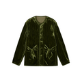 Bow-Detail Silk-Velvet Puffer Jacket
