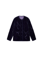 Bow-Detail Silk-Velvet Puffer Jacket