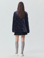 Bow-Detail Silk-Velvet Puffer Jacket