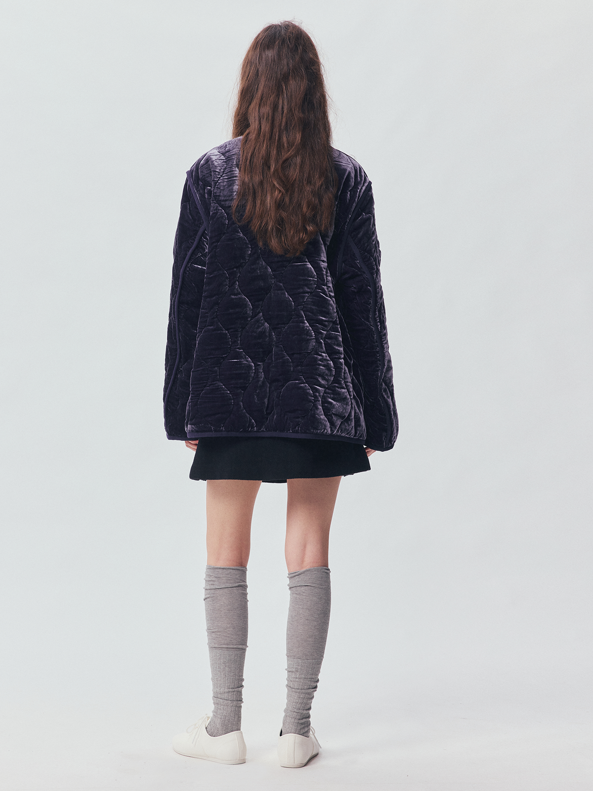 Bow-Detail Silk-Velvet Puffer Jacket