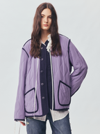 Bow-Detail Silk-Velvet Puffer Jacket