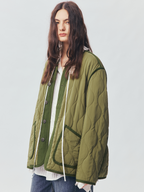 Bow-Detail Silk-Velvet Puffer Jacket