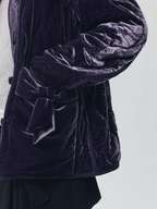 Bow-Detail Silk-Velvet Puffer Jacket
