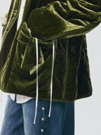 Bow-Detail Silk-Velvet Puffer Jacket