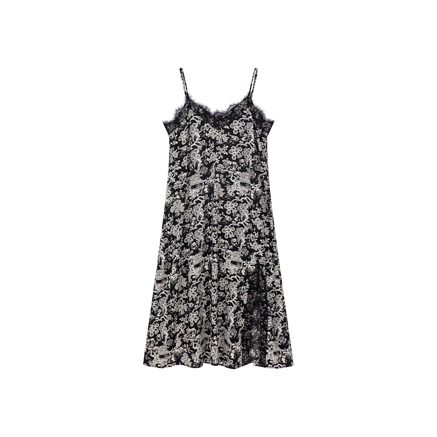 Playful Chinese-style floral print slip dress