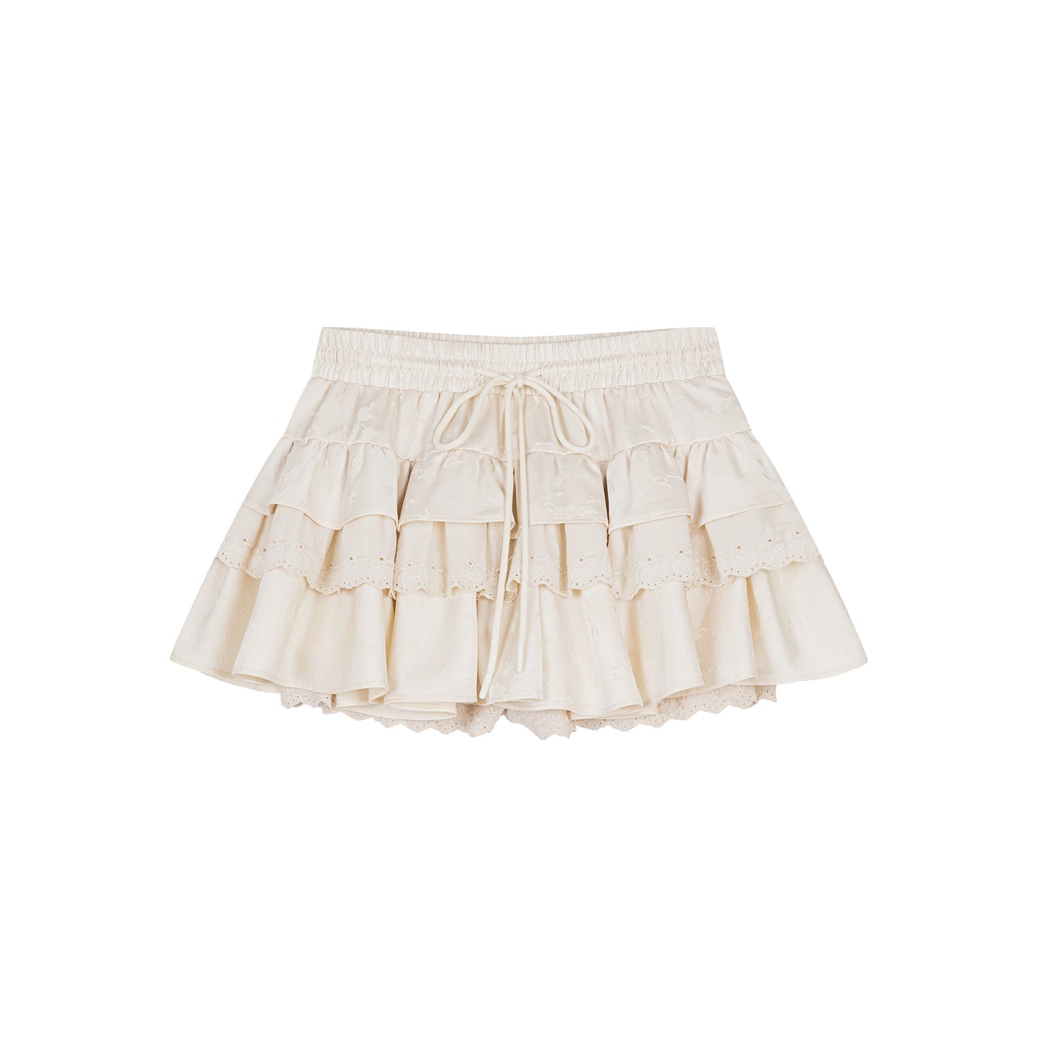 Ivory ruffle short skirt