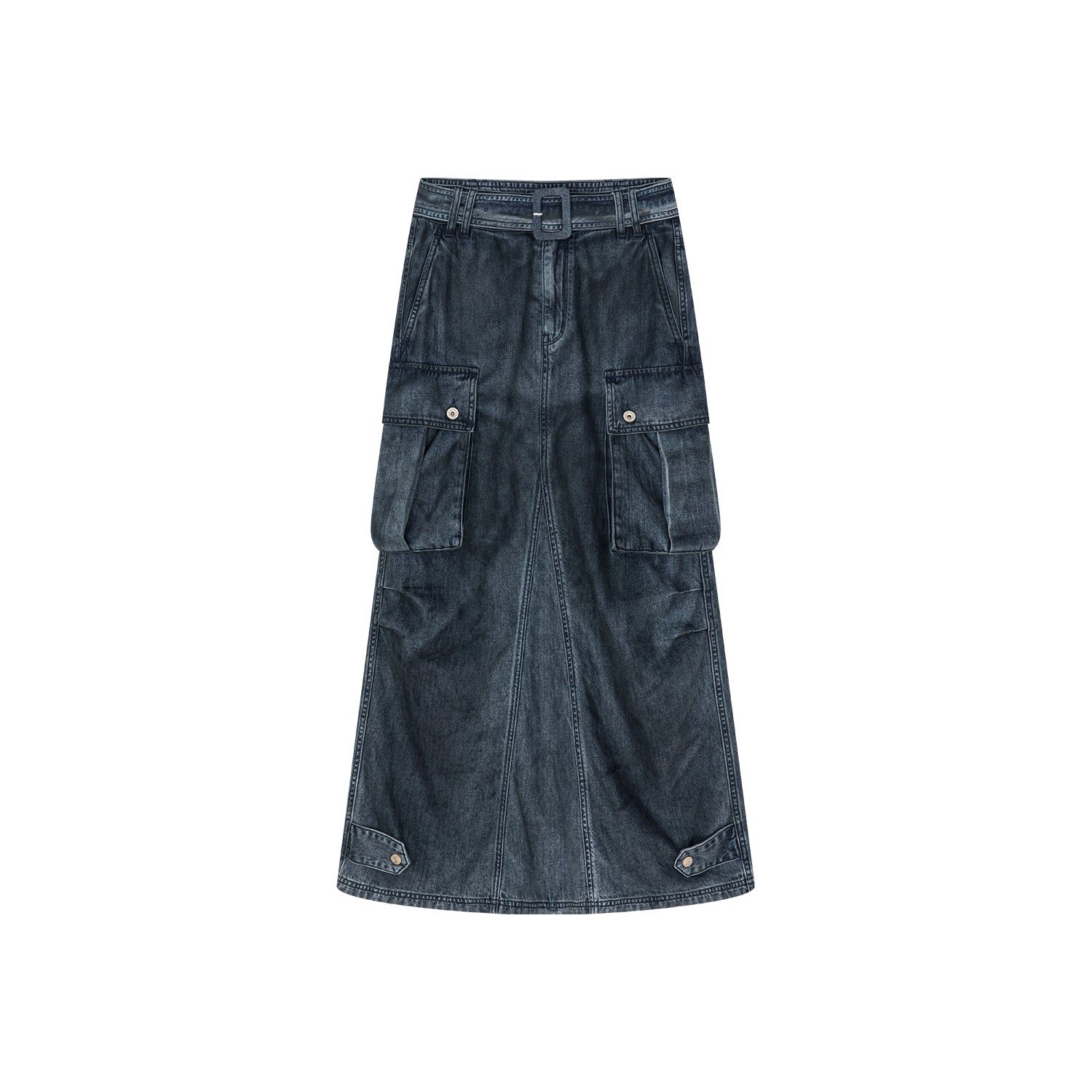 Cargo denim maxi skirt