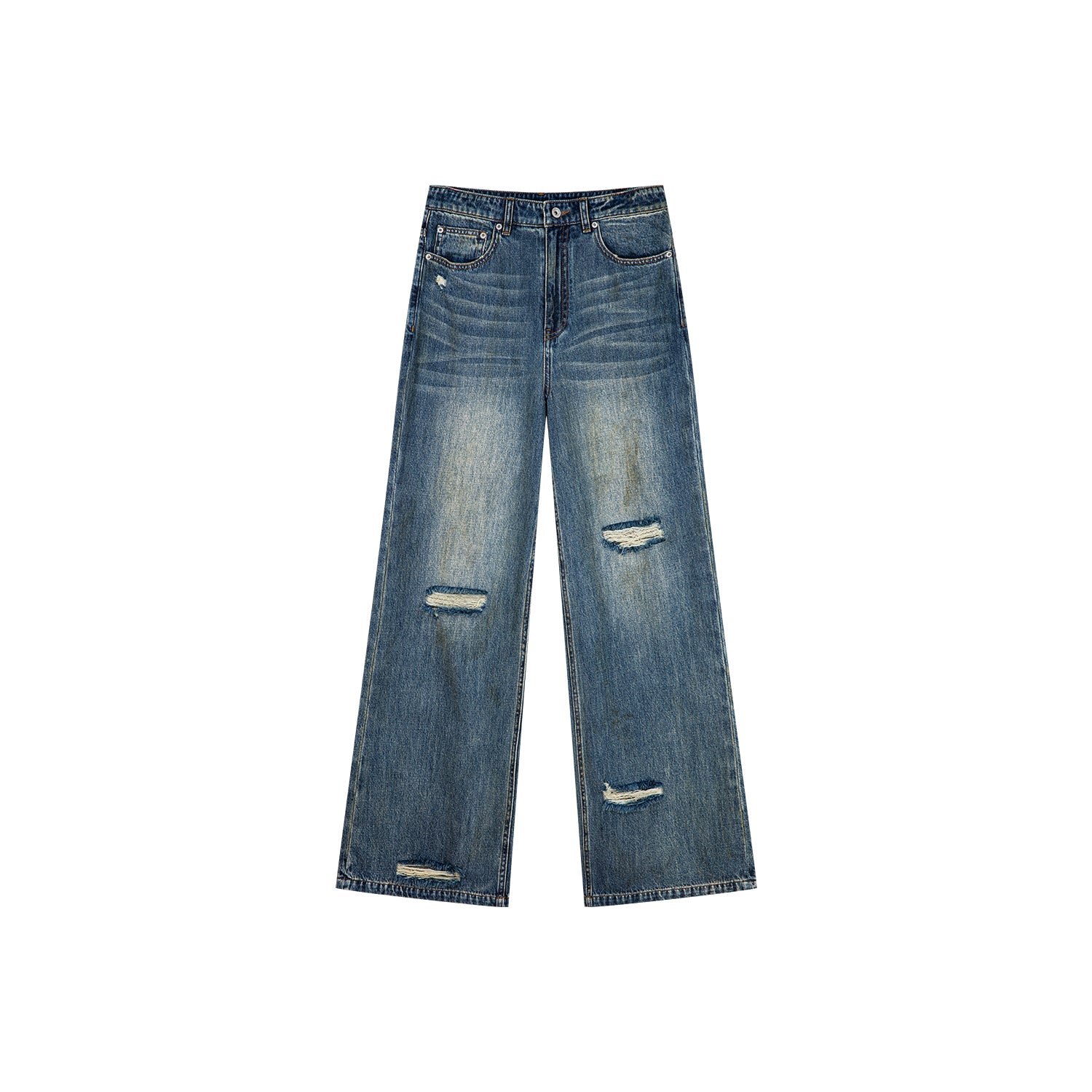 Ripped wide leg jeans