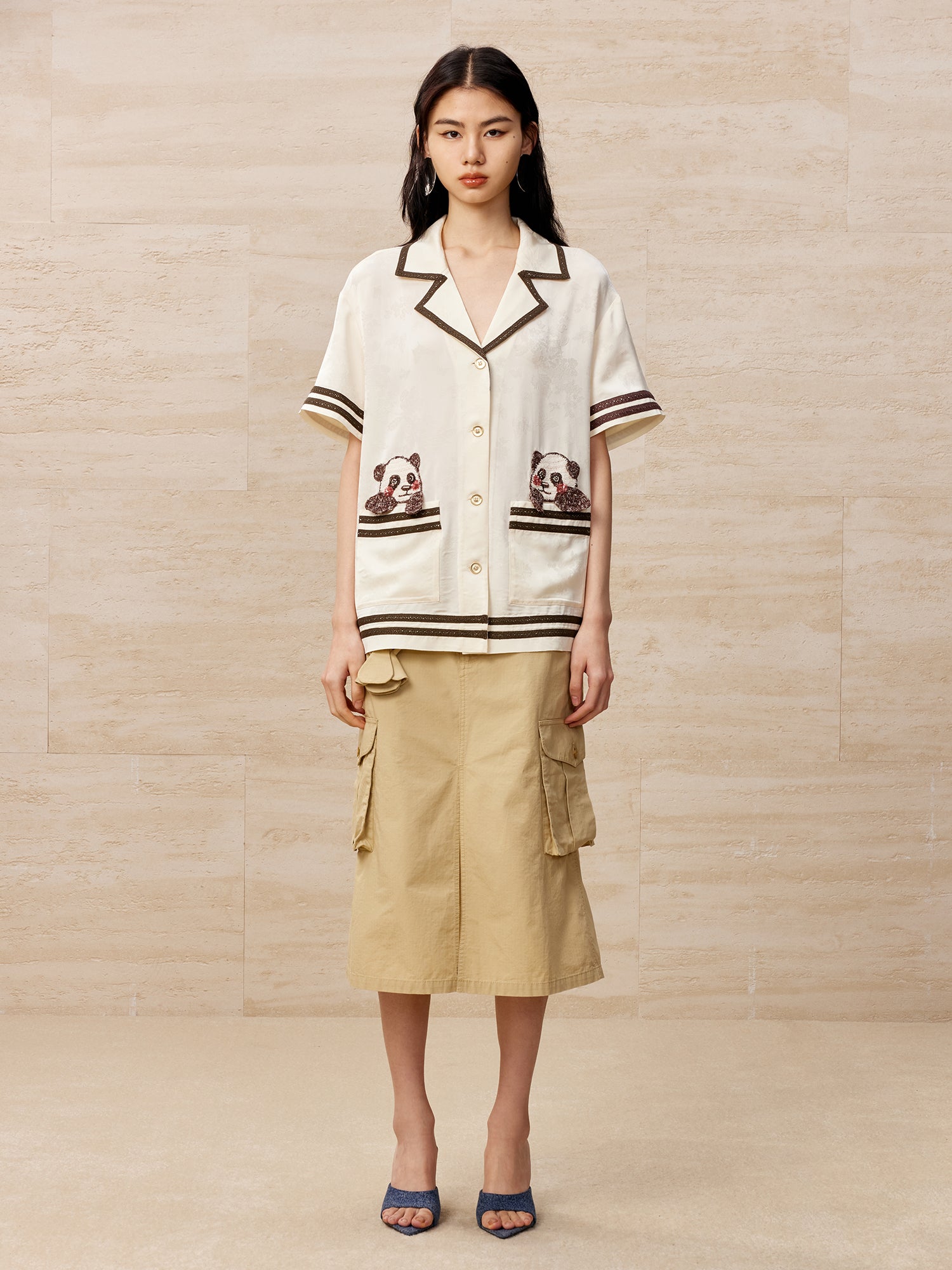 Khaki cargo midi skirt with doll accessory