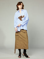 Playful teddy bear pinstriped shirt