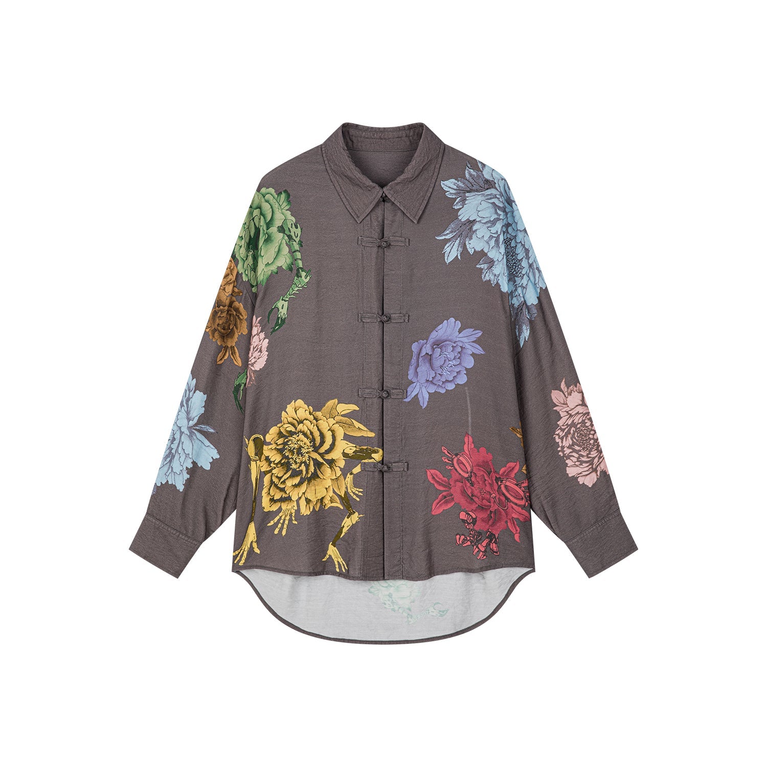 Artistic and playful monster flower Chinese-style shirt