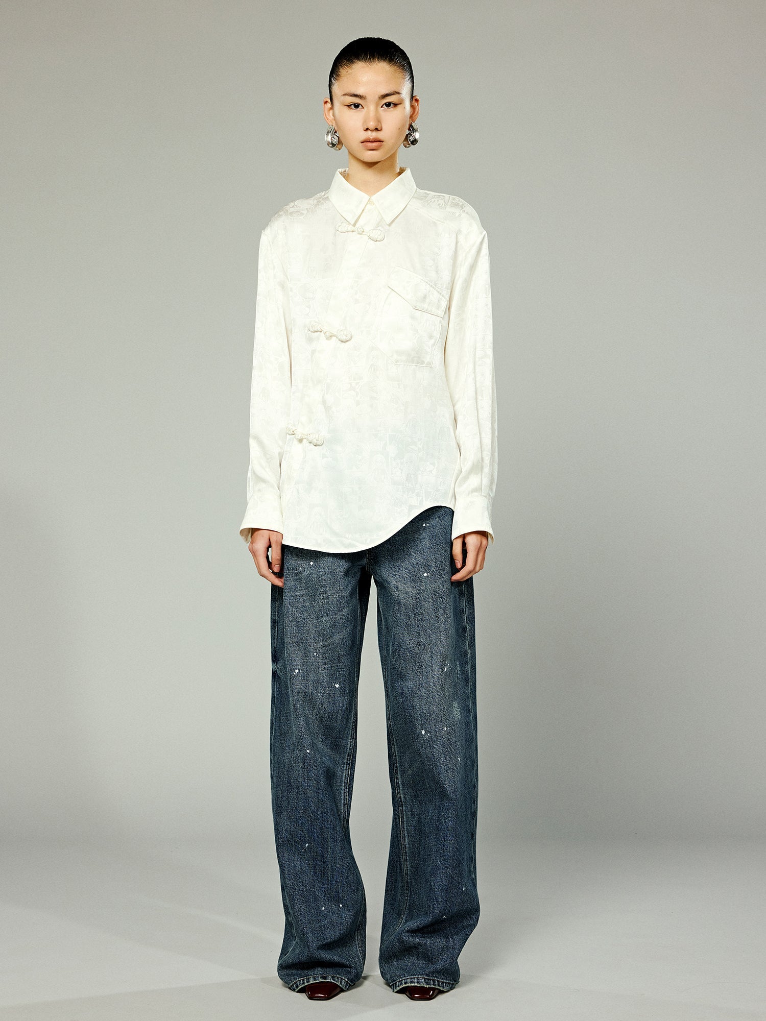 Jacquard New Chinese-style button-up shirt