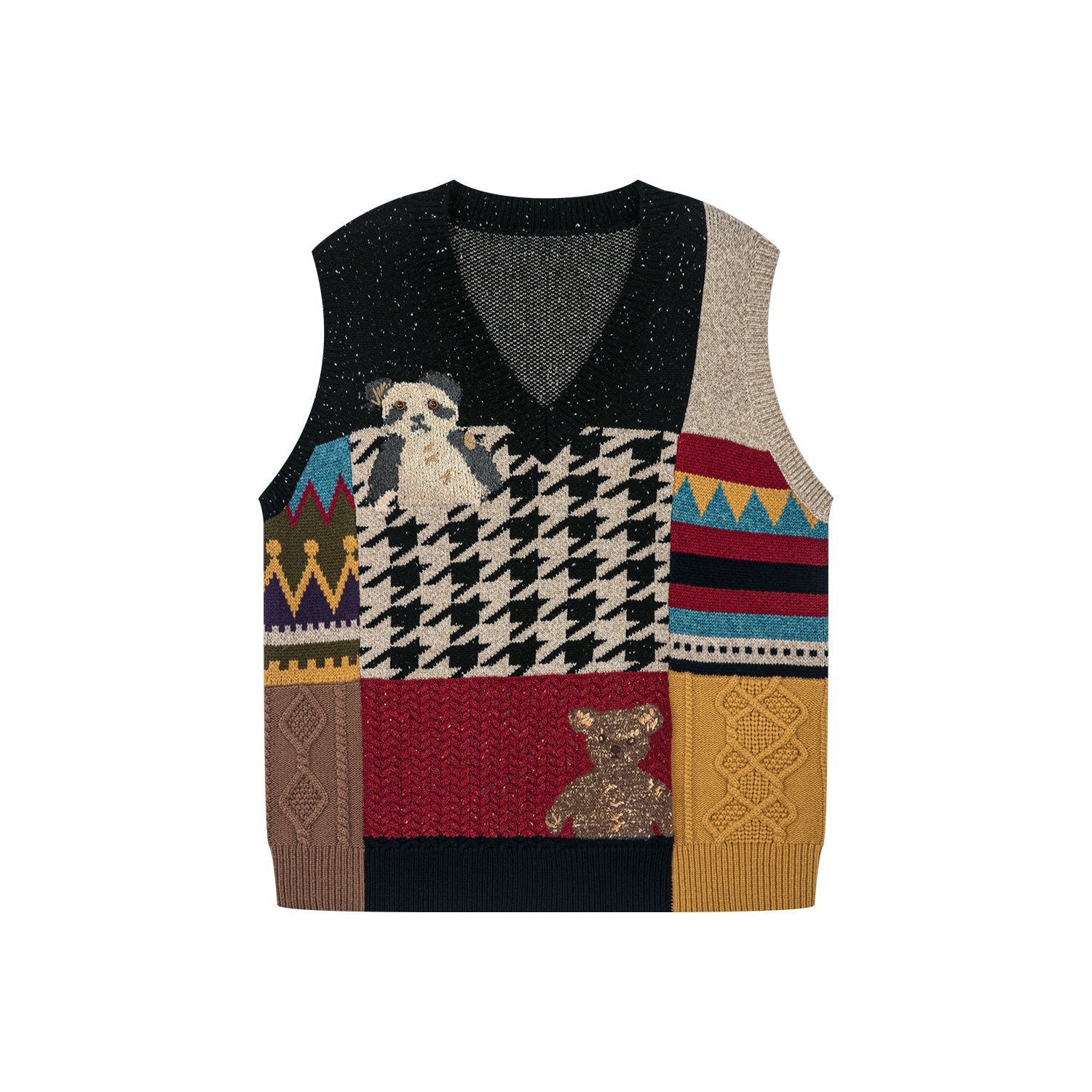 Patchwork knitted vest