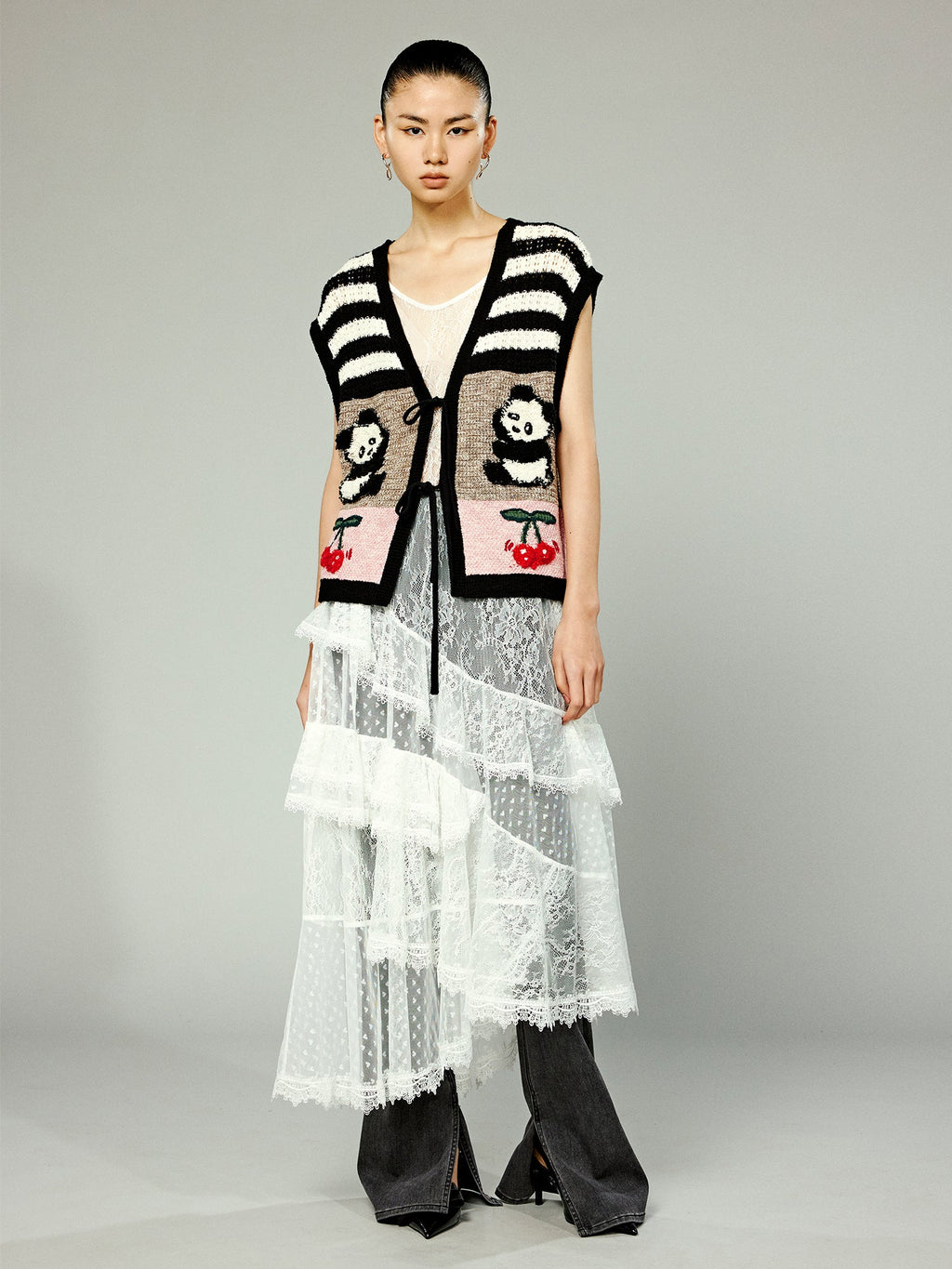 Vintage inspired hand knitted vest