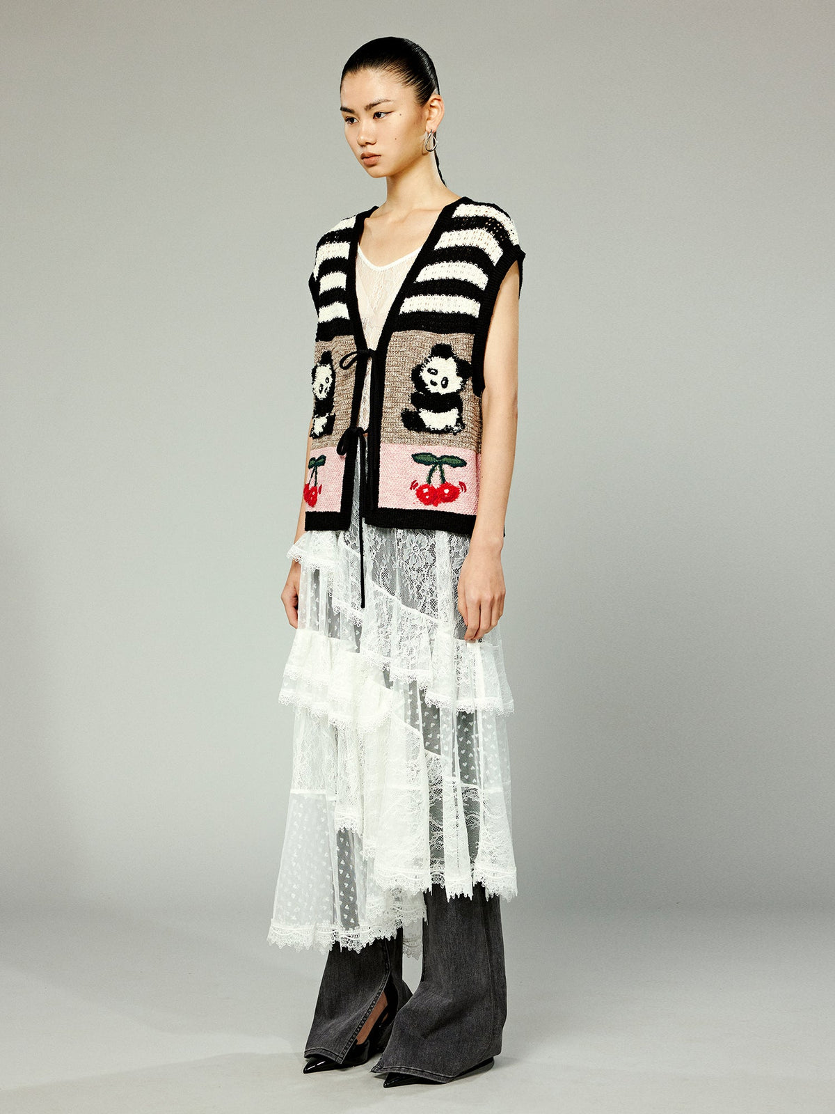 Vintage inspired hand knitted vest