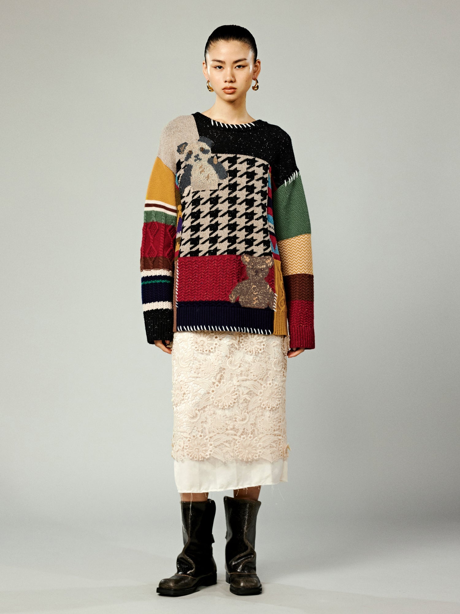 Patchwork knitted sweater