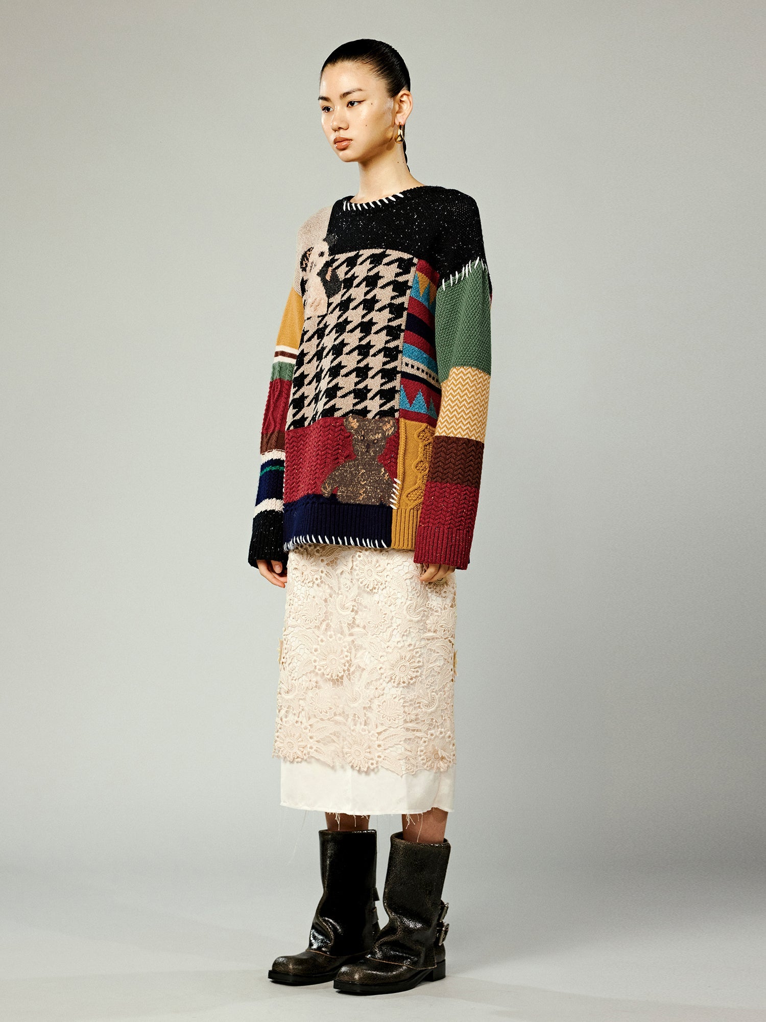 Patchwork knitted sweater
