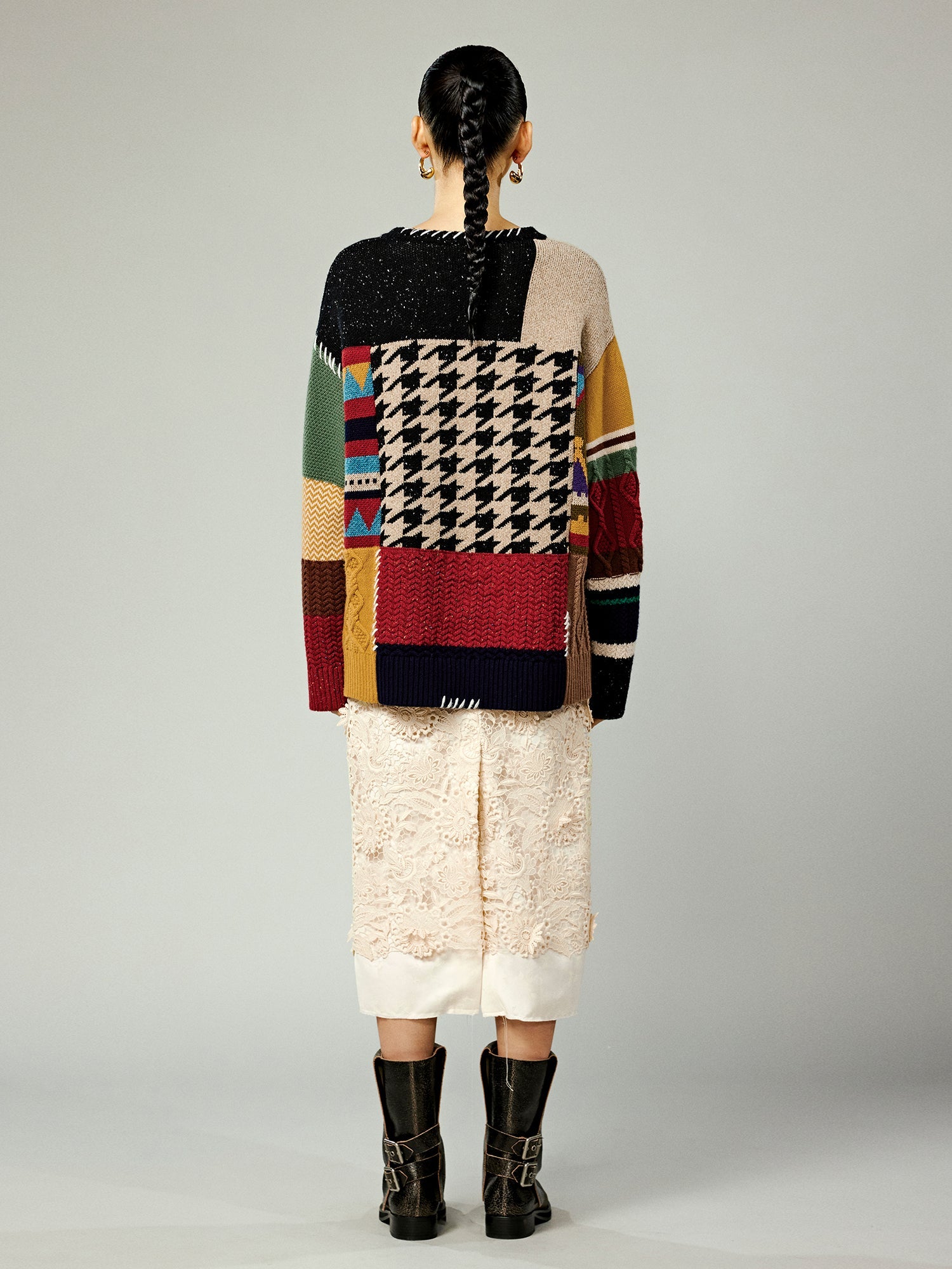Patchwork knitted sweater
