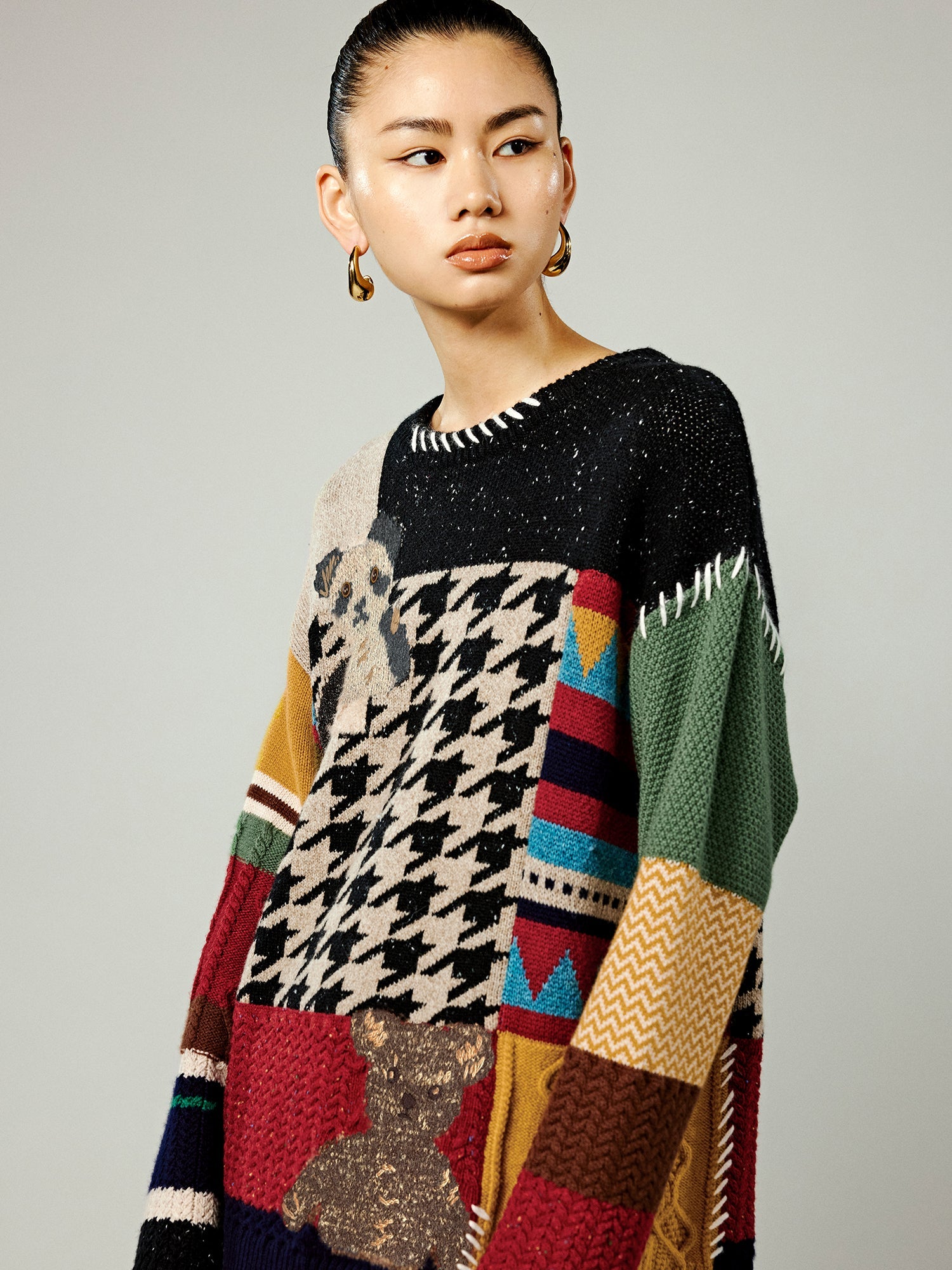Patchwork knitted sweater