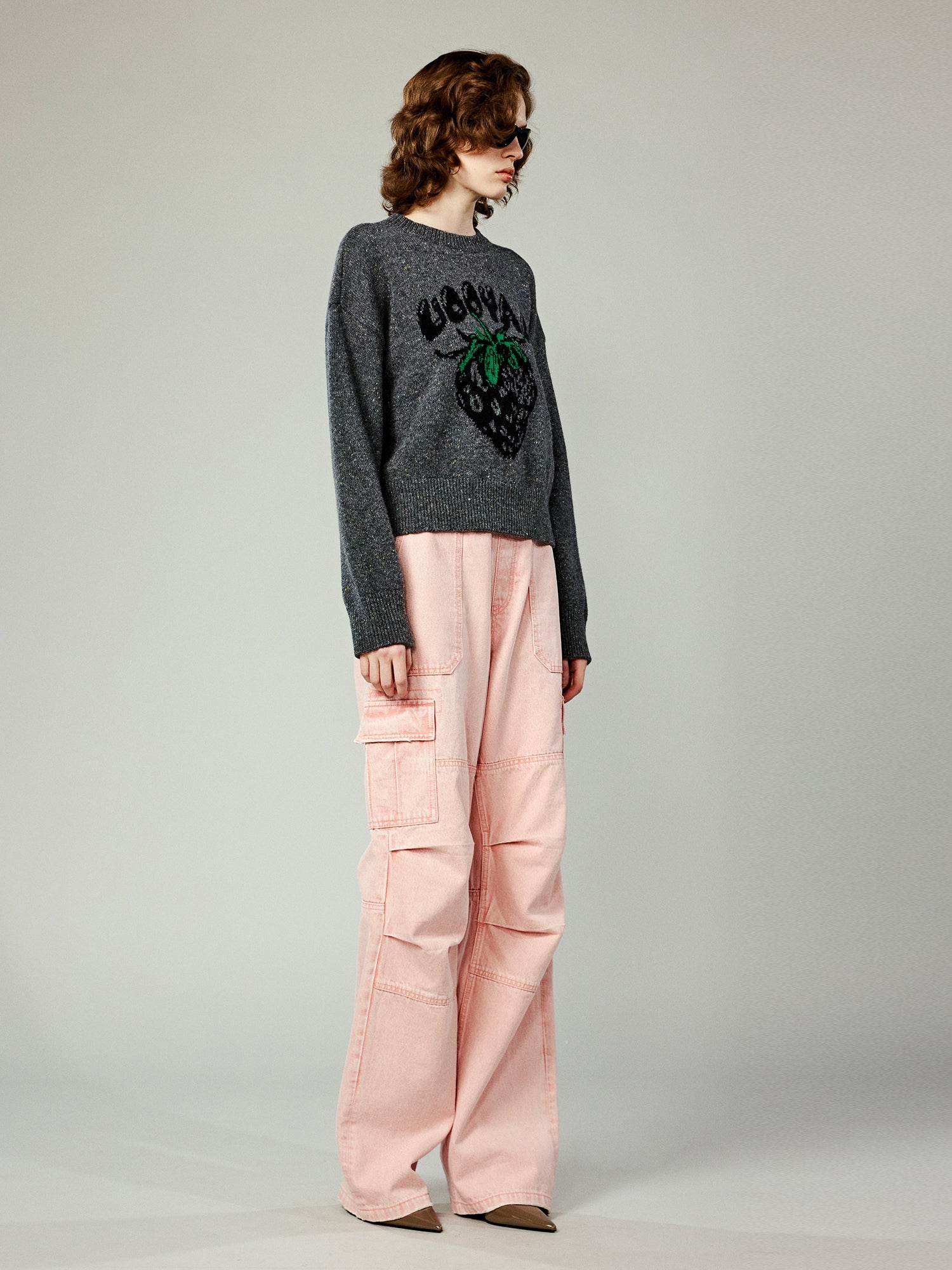 Black strawberry print sweater