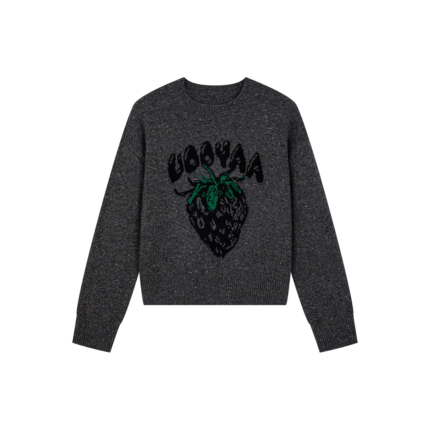 Black strawberry print sweater