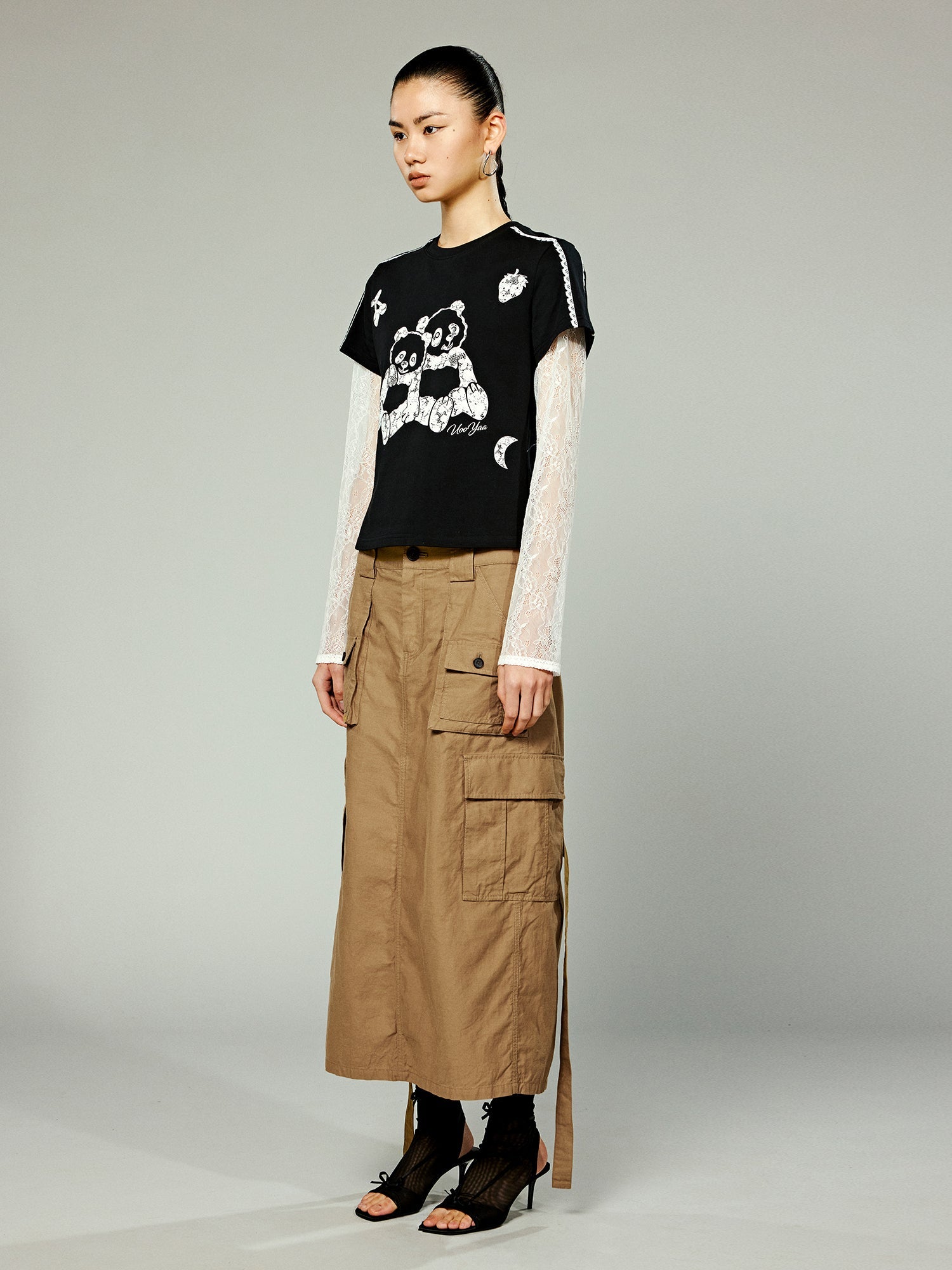 Cozy panda faux layered t-shirt