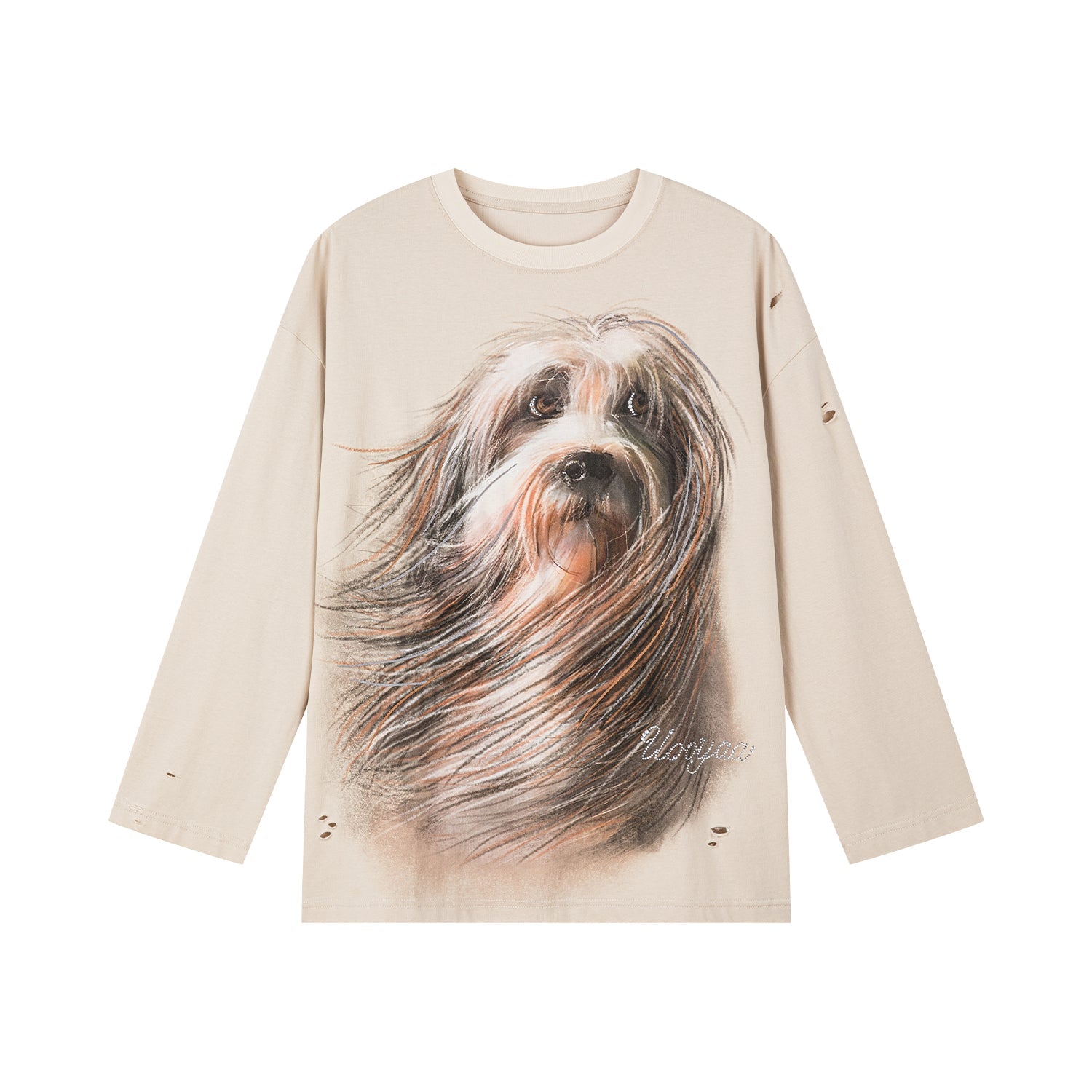 Long sleeve t-shirt with windswept dog design