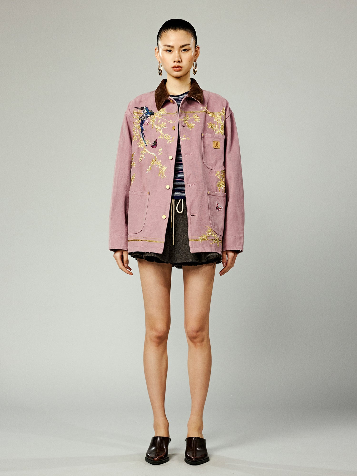 Embroidered canvas work jacket